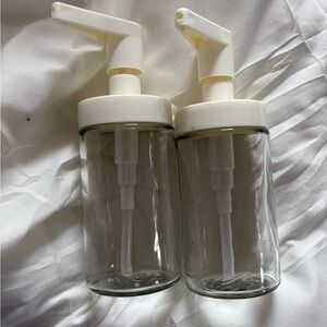 Clear Glass Pump Bottles with White Dispensers